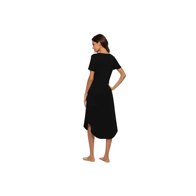Simple Short Sleeve Cotton Dress Women-5