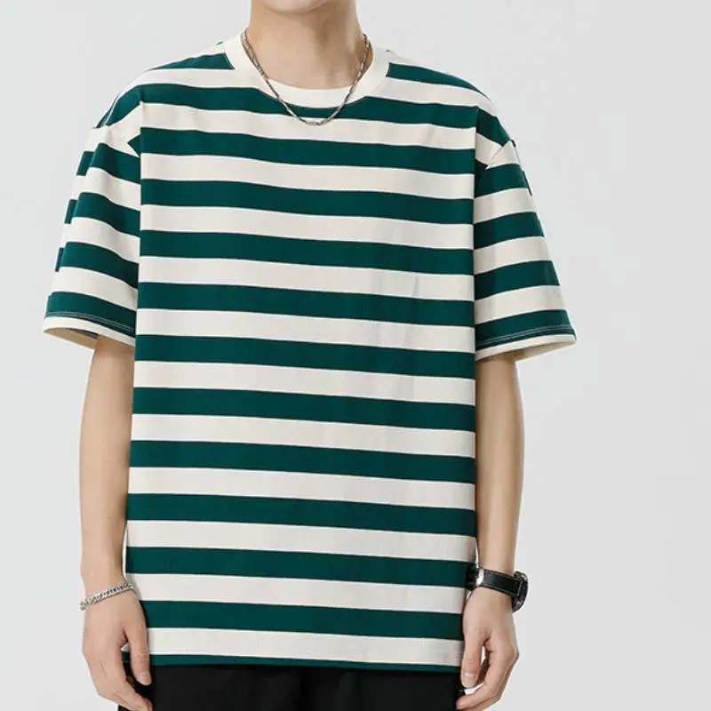 Loose Casual Ribbed Cotton Twill Fabric T Shirt-9