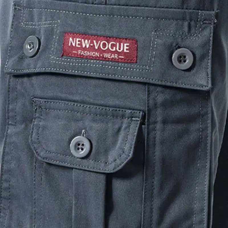 Casual Washed Blended Synthetic Fabrics Cargo Pants Unisex-5