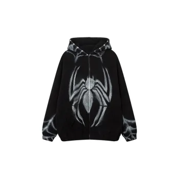 Hip Hop Retro Creative Spider Print Cardigan Hoodie