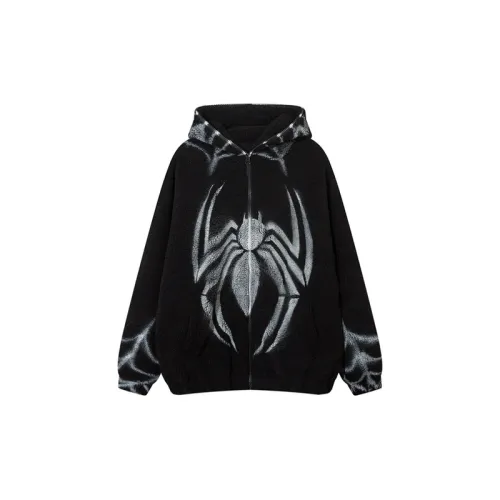 Hip Hop Retro Creative Spider Print Cardigan Hoodie