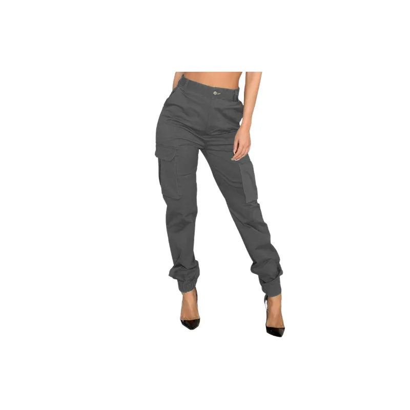 Casual Fashionable Camouflage Fabric Cargo Pants Women-4