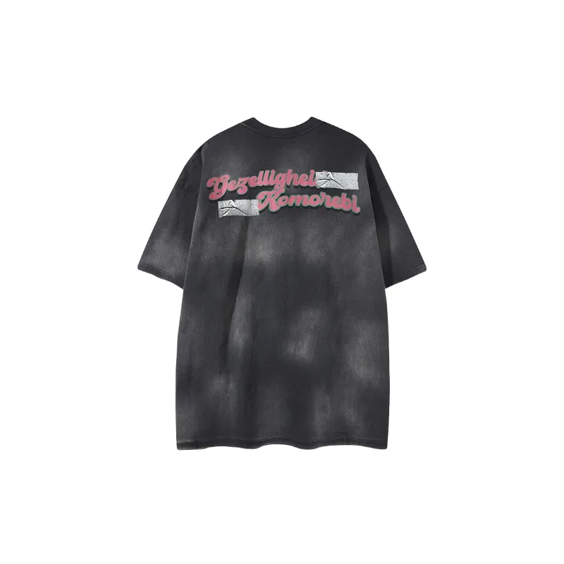 Cartoon Washed Cotton Blended Fabric T Shirt-3