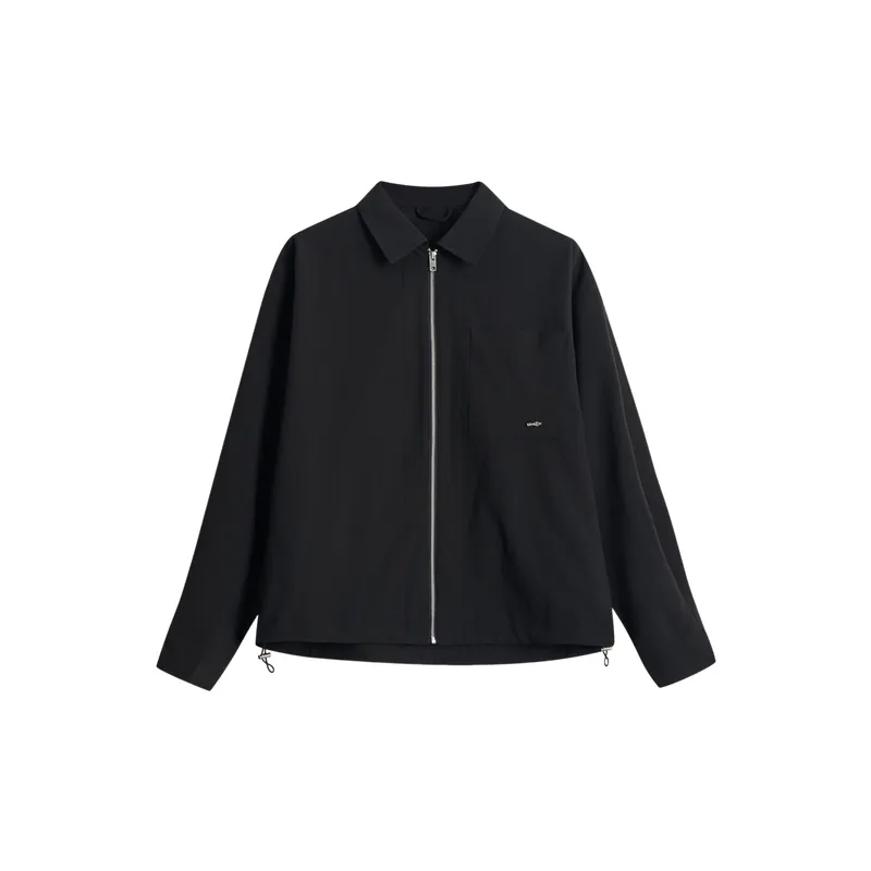 Simple Plain Lamination Fabric Jacket-0