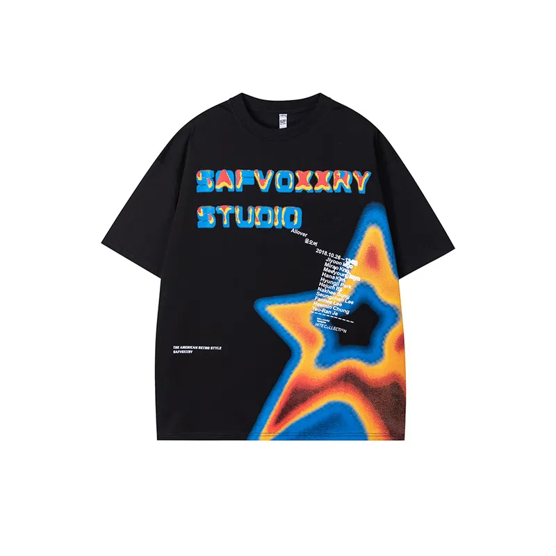 Five Pointed Star Half Sleeved T Shirt-0