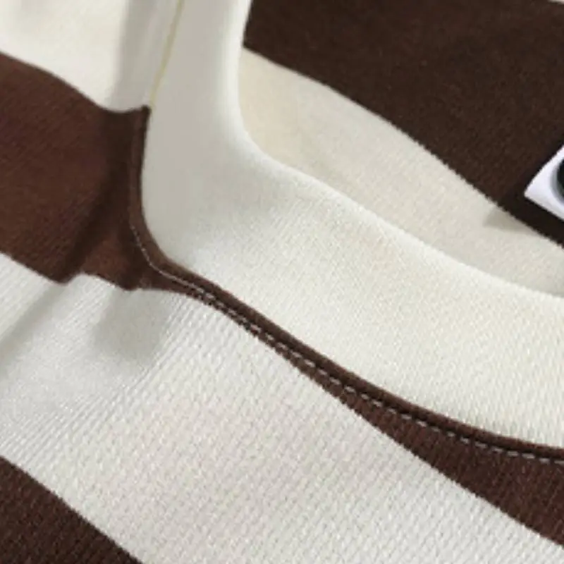 Loose Casual Ribbed Cotton Twill Fabric T Shirt-6