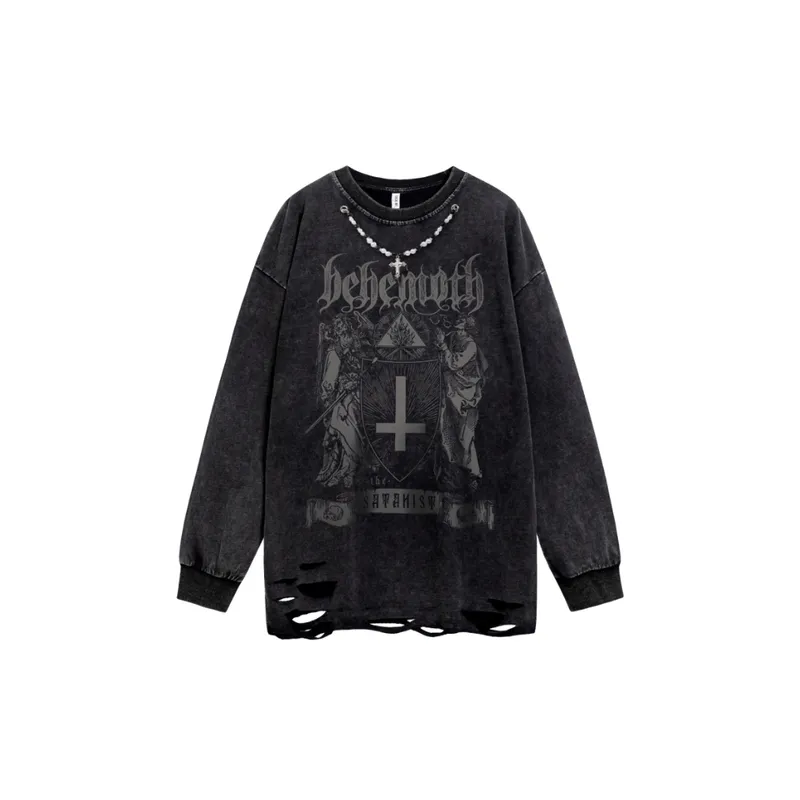 Retro Hip Hop Long Sleeve T shirt-0