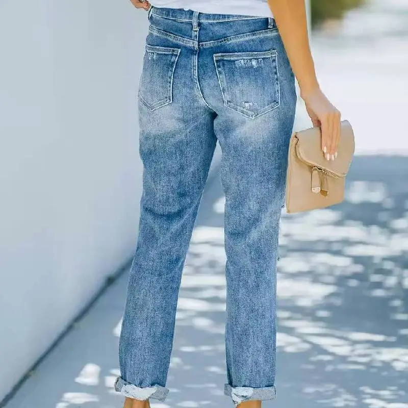 Fashionable Simple Jeans Women-1
