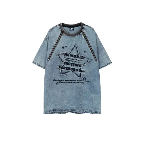 Hip-Hop Star Letter Denim T-Shirt