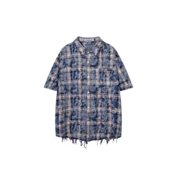 Tie Dye Plaid Short Sleeve Shirt