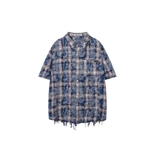Dark Tie Dye Ripped Crewneck Short sleeved T shirt