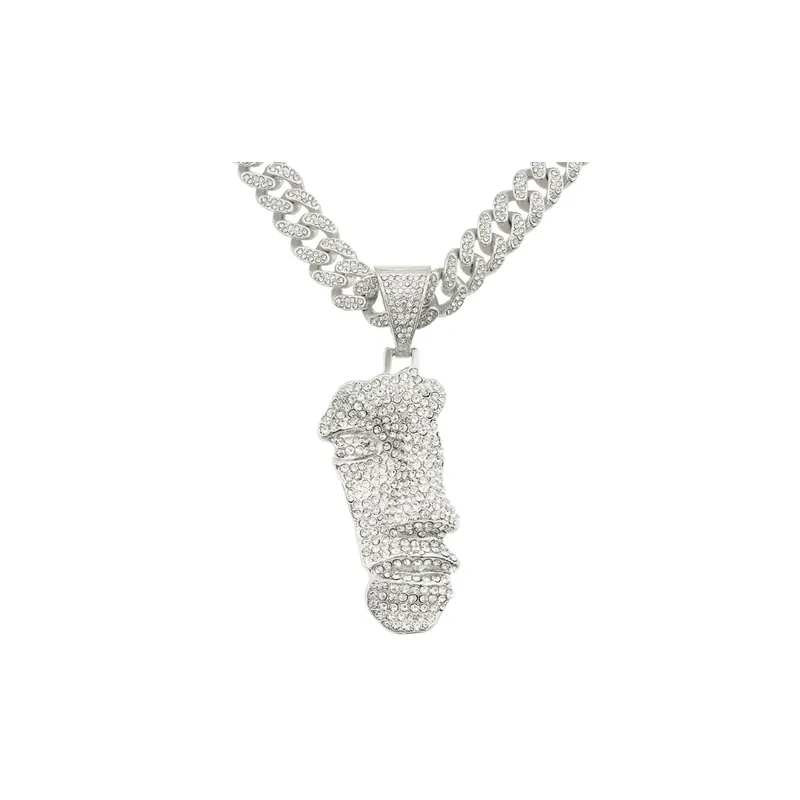 Half Face Portrait Pendant Necklace-3