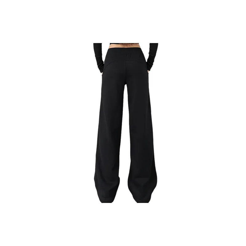 Loose Straight Leg Composite Cotton Casual Pants Women-1