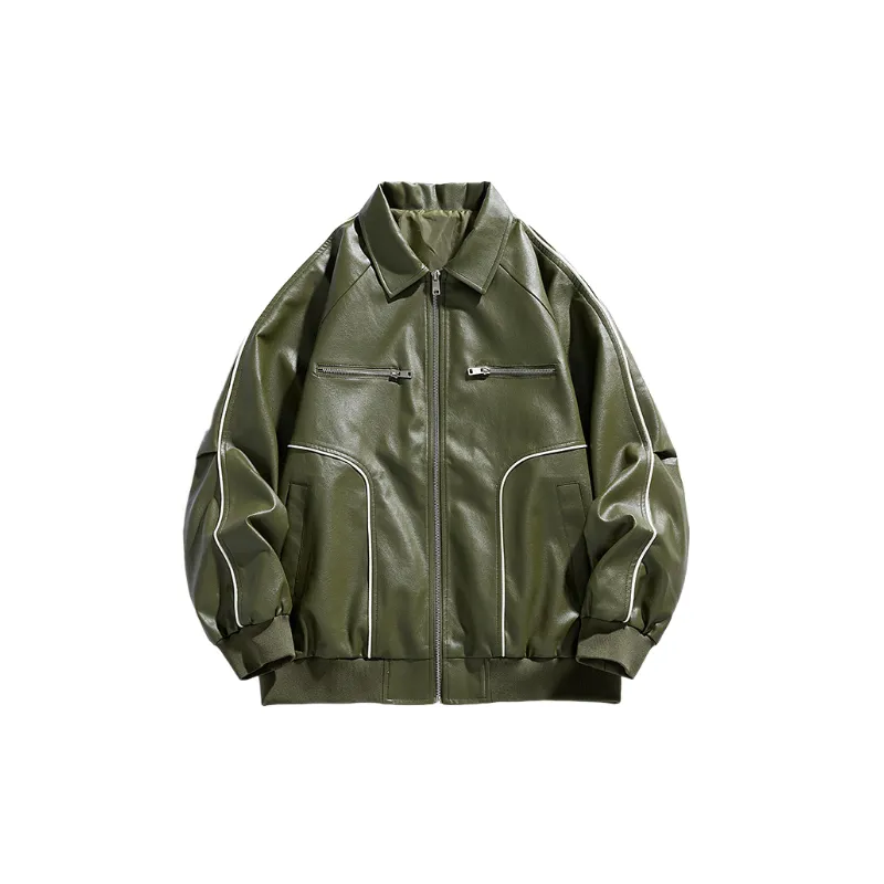 Retro Casual PU Leather Jacket-0