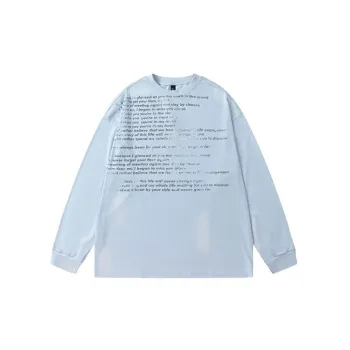 Small Letter Printed Round Neck Long Sleeve Sweatshirt