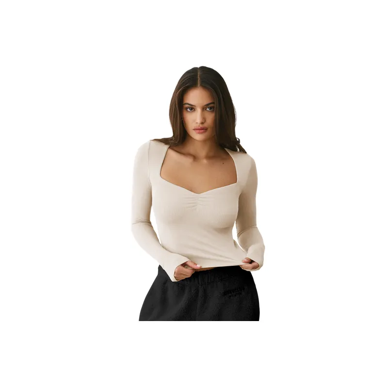 Fashionable Plain Thickened French Fine Rib Fabric Shirt Women-8