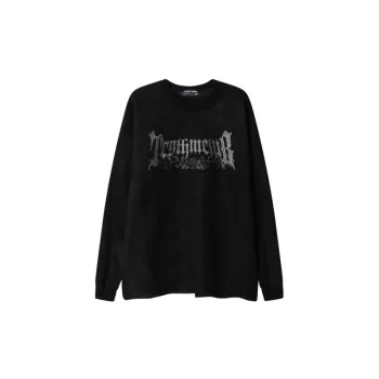 Letter Flower Embroidered Thickened Round Neck Sweat Fashionable Niche BF Style Loose Long sleeved Sweatshirt