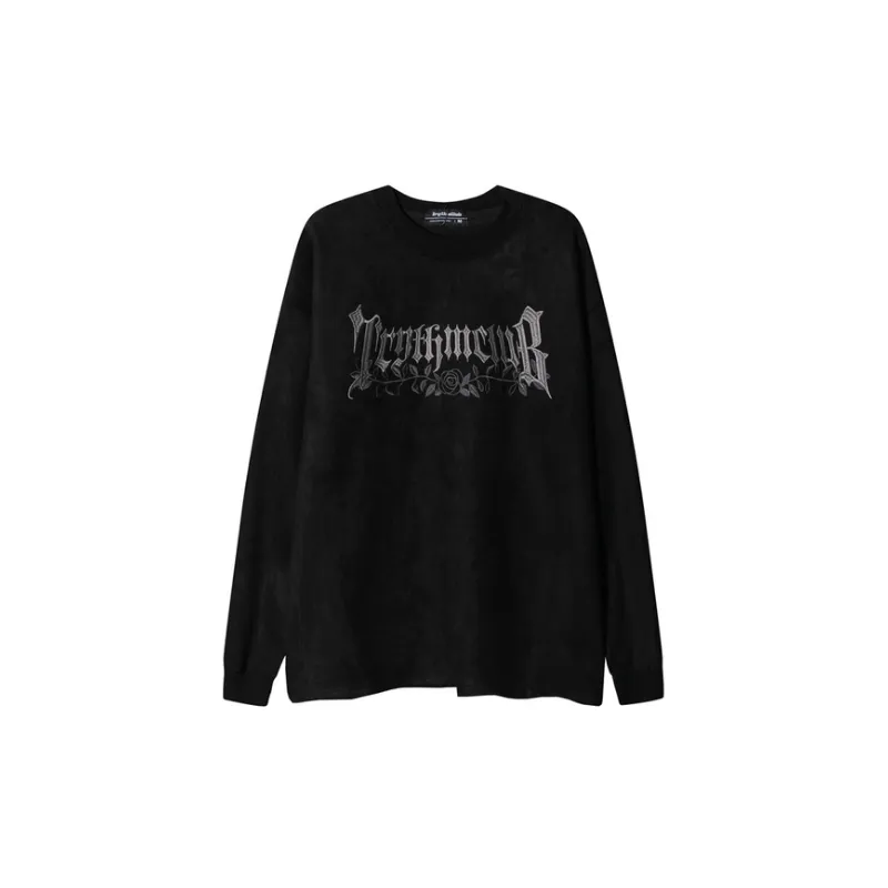 Letter Flower Embroidered Thickened Round Neck Sweat Fashionable Niche BF Style Loose Long sleeved Sweatshirt-2