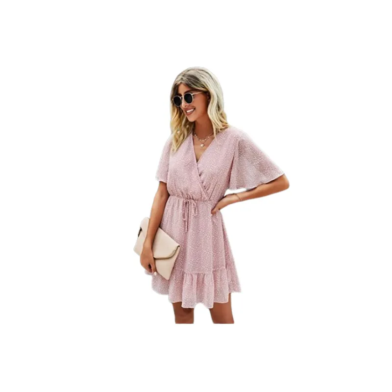 Casual Floral Polyester Dress Women-4