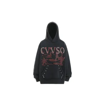 Retro Hip Hop Washed Old Fleece Pearl Decorative Loose Fashionable Sweatshirt