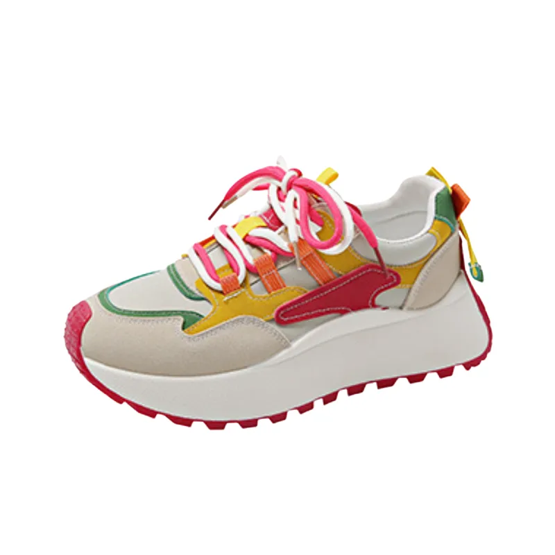 Sporty Contrast Color Chunky Sneakers-0