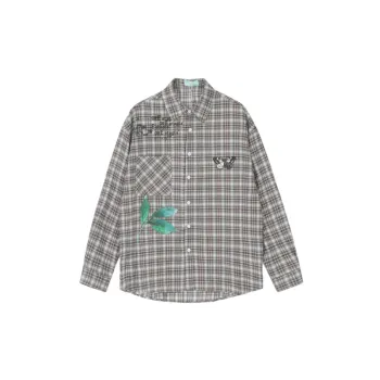 Direct Spray Printed Plaid Shirt