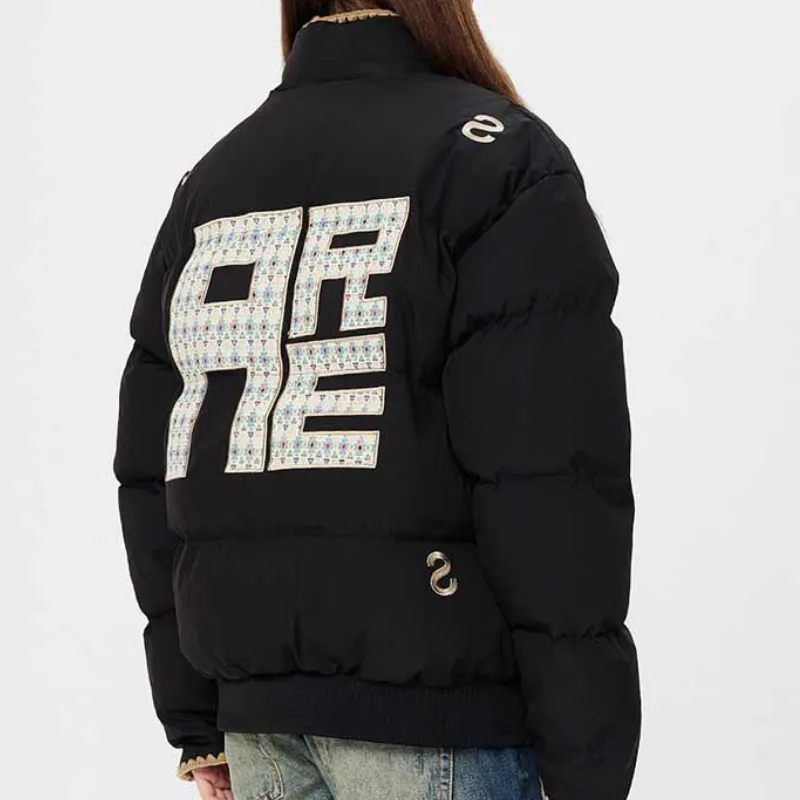Simple Letter Plaid Quilted Jacket-7