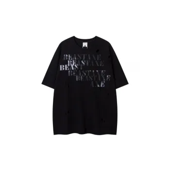 Retro Letter Cotton Blended Fabric T Shirt Unisex