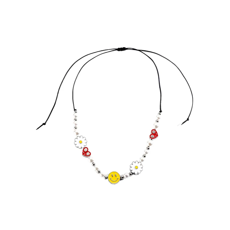 Smiley Face Pearl Necklace-0