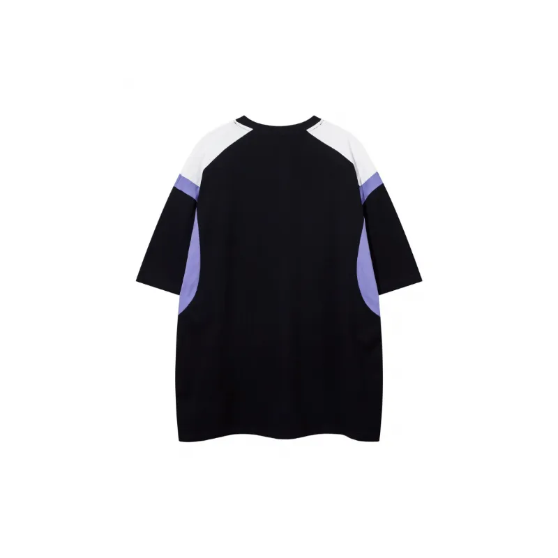 Printing Color Splicing Short Sleeve T shirt-10