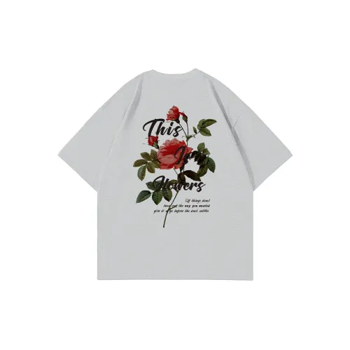 Vintage Rose printed Loose Half-sleeved T-shirt