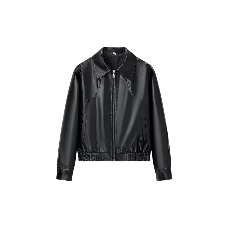Fashionable Casual Acetate Leather Jacket Women-0