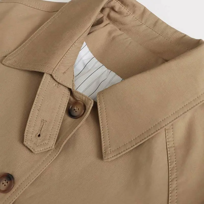 Casual Simple Cotton Trench Coat-4
