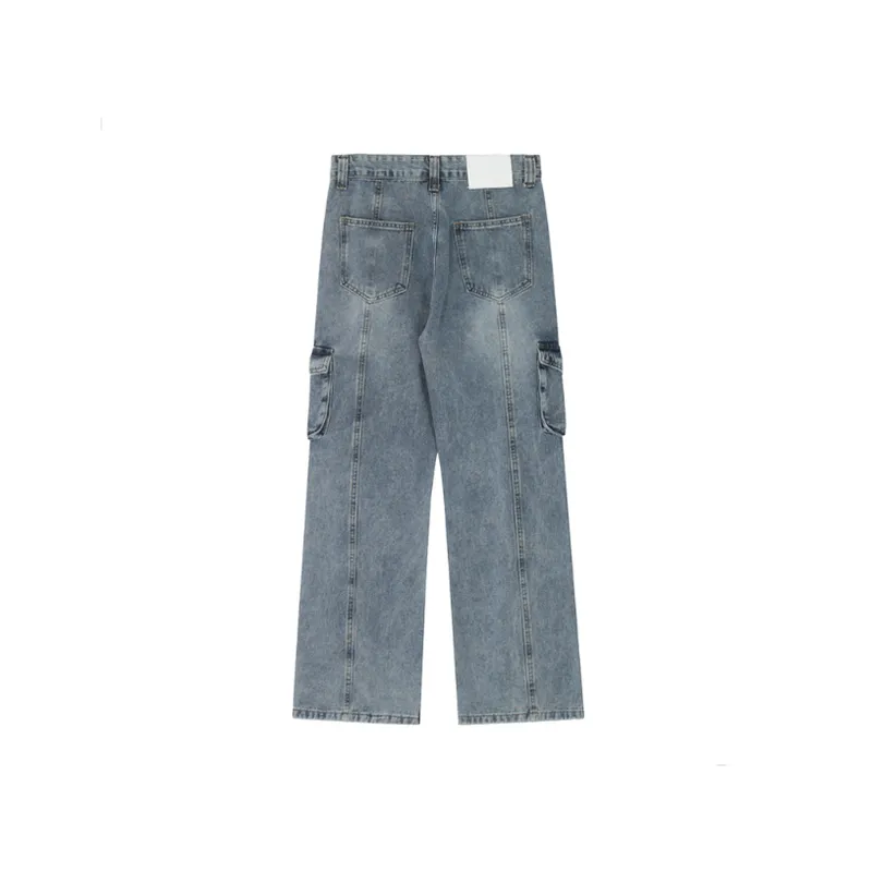 Retro High Street Simple Loose Straight Casual Jeans-5