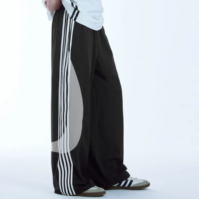 Sporty Striped Polyester Casual Pants-8