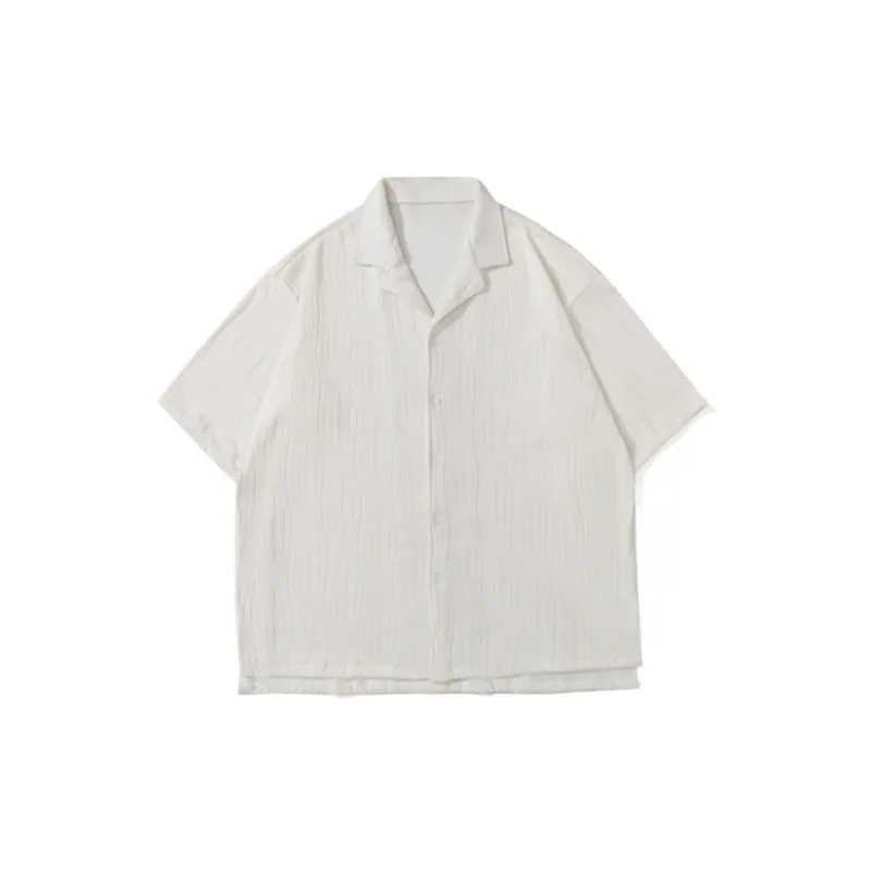 Plain Loose Blended Synthetic Fabrics Shirt Unisex-0