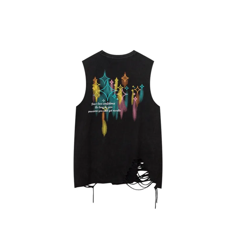 Trendy Couple Loose Hole Sleeveless Vest-1