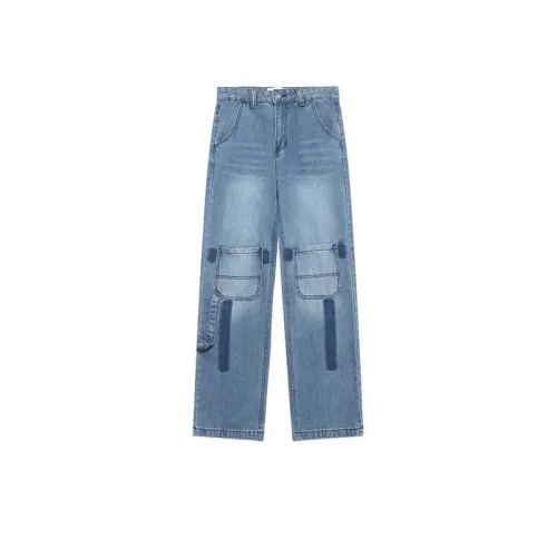 Distressed Washed Loose Straight All-match Long Jeans