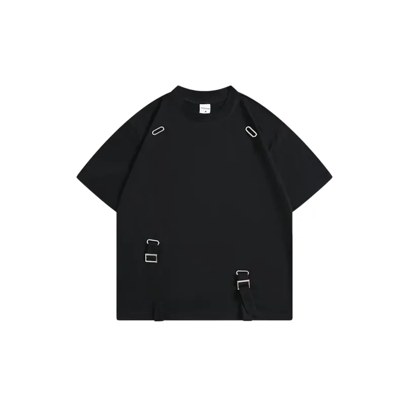 Loose Casual Metal Straps T Shirt-2