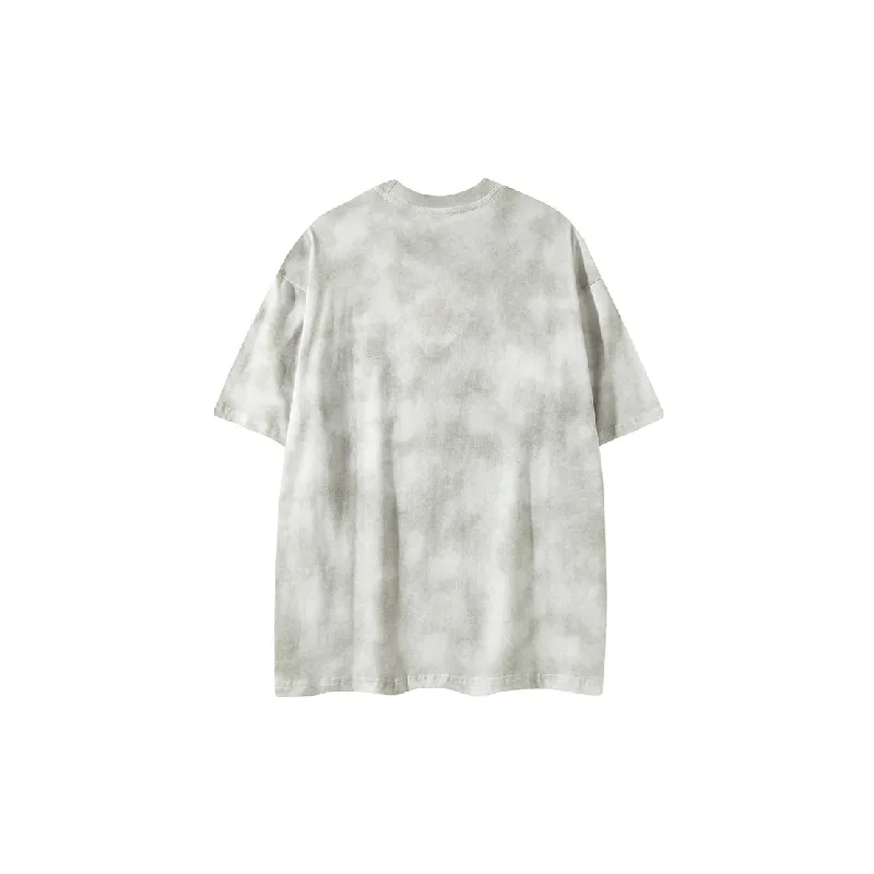 Letter Tie Dye 100% Cotton T Shirt-5