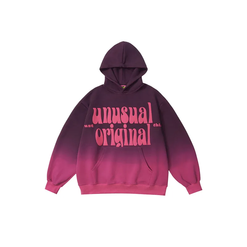 Gradient Hooded Sweatshirt Retro Jacket-2