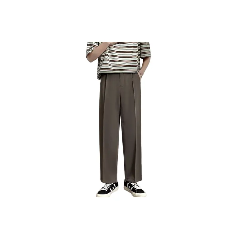 Simple Loose Blended Synthetic Fabrics Casual Pants-4