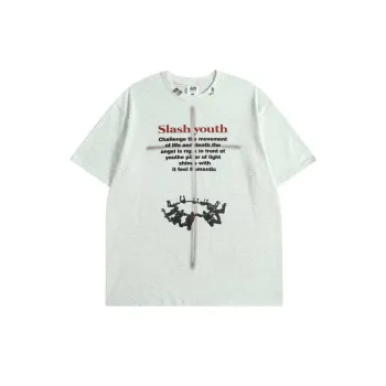 Retro Cross Letter Print Short sleeved T shirt