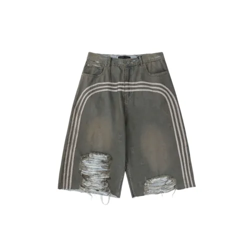 Retro Dirty Dye Washed Denim Shorts