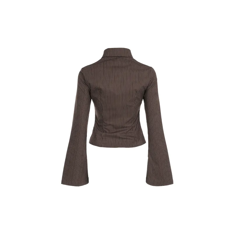 Casual Striped Woven Shirt Women-1