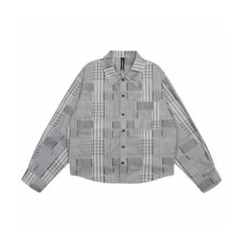 Loose Casual Retro Splicing Plaid Striped Jacket