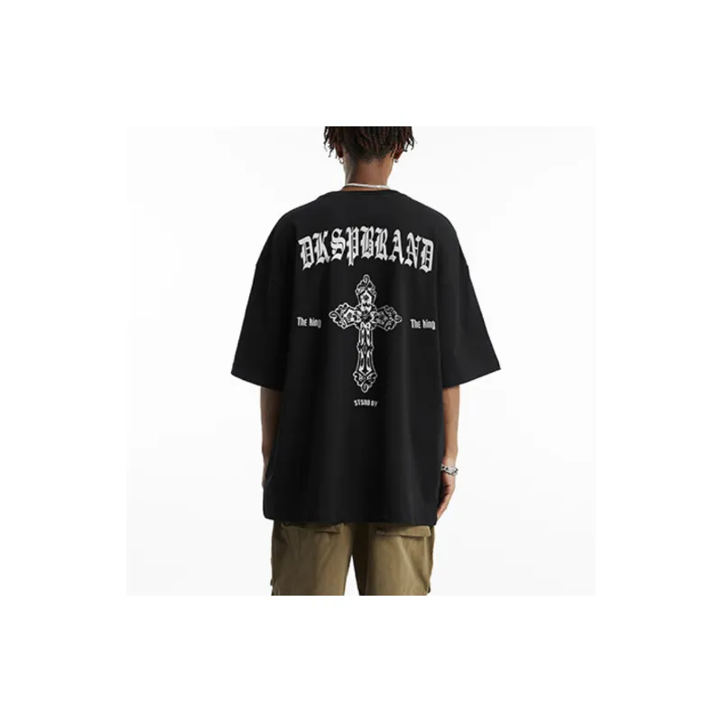 High Street Cross Dark Gothic Short Sleeved T Shirt-1