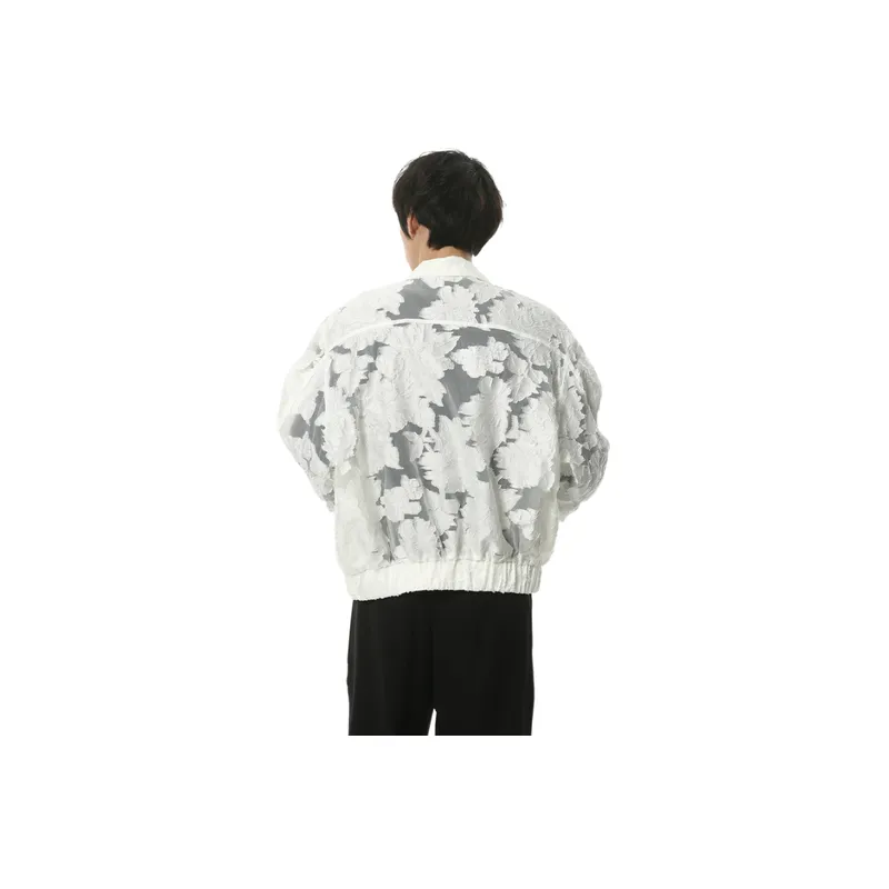New Arrival Loose Short Sleeved Niche Semi Transparent Embroidered Jacket-3