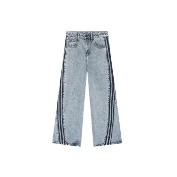 Irregular Striped Flared Jeans
