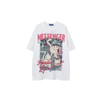 Retro Loose Cotton Blended Fabric T Shirt Unisex